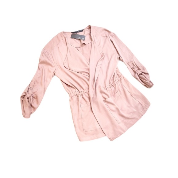 NWT Stoosh dusty blush lightweight open front casual jacket pockets size medium - Picture 3 of 9